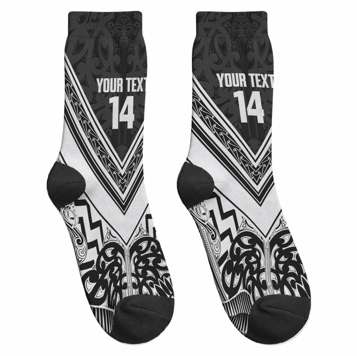 New Zealand Silver Fern Rugby Custom Crew Socks Go Wheel Kiwi Maori Pattern