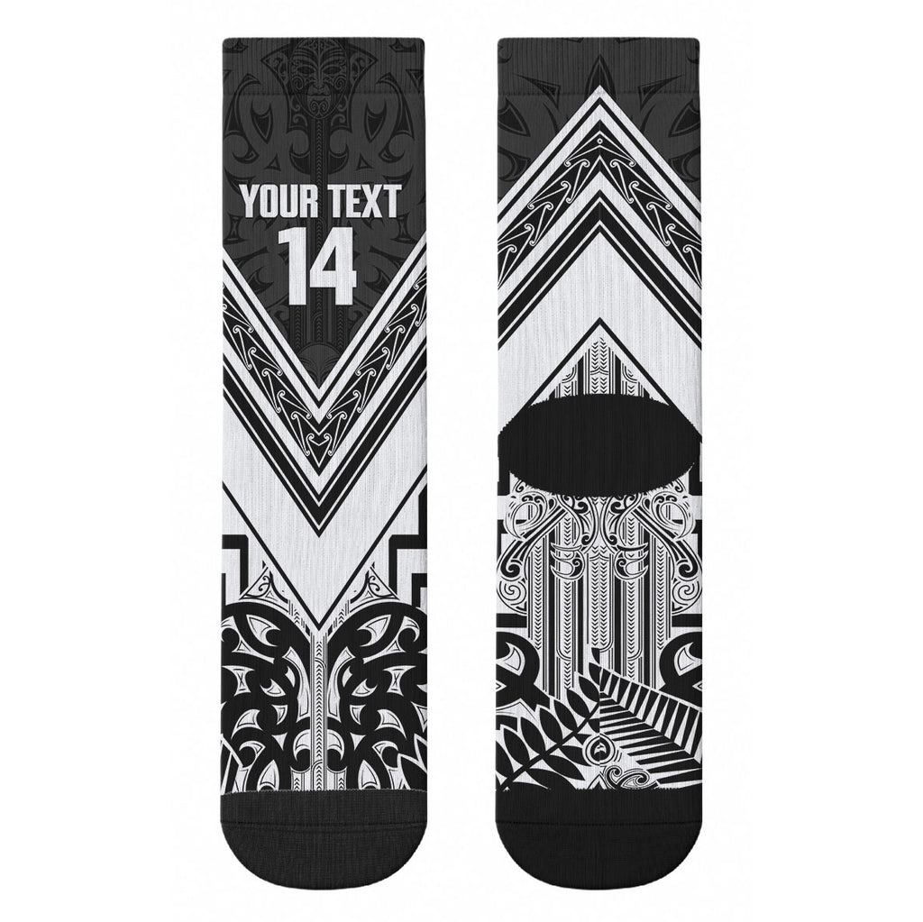 New Zealand Silver Fern Rugby Custom Crew Socks Go Wheel Kiwi Maori Pattern