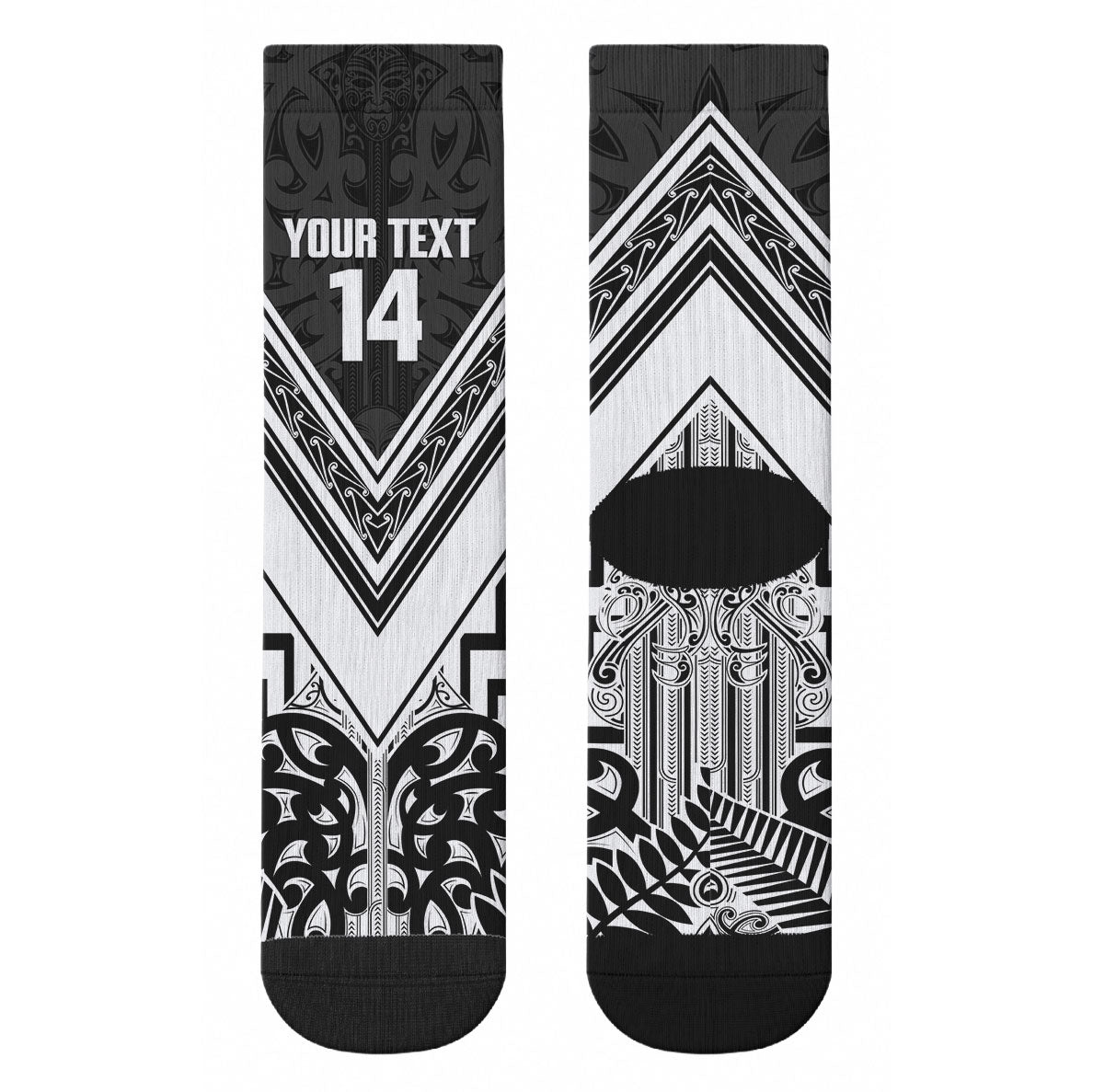 New Zealand Silver Fern Rugby Custom Crew Socks Go Wheel Kiwi Maori Pattern