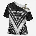 New Zealand Silver Fern Rugby Custom Cross Shoulder Shirt Go Wheel Kiwi Maori Pattern