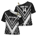 New Zealand Silver Fern Rugby Custom Cross Shoulder Shirt Go Wheel Kiwi Maori Pattern