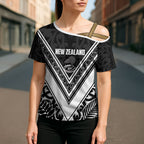 New Zealand Silver Fern Rugby Custom Cross Shoulder Shirt Go Wheel Kiwi Maori Pattern