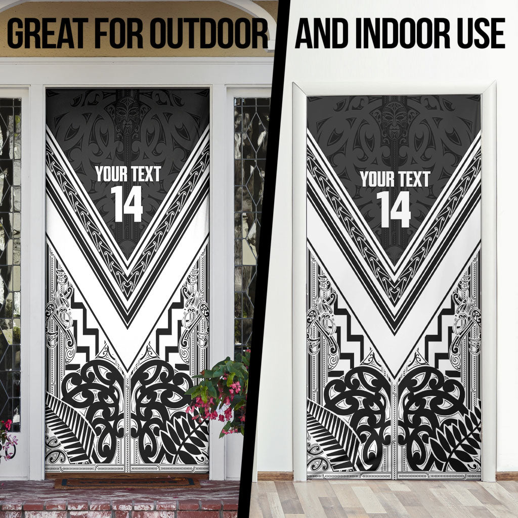 New Zealand Silver Fern Rugby Custom Door Cover Go Wheel Kiwi Maori Pattern