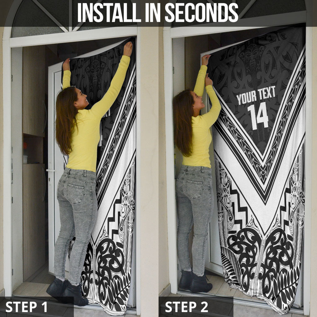 New Zealand Silver Fern Rugby Custom Door Cover Go Wheel Kiwi Maori Pattern