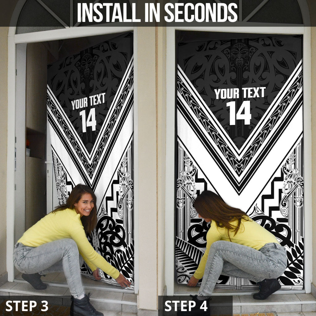 New Zealand Silver Fern Rugby Custom Door Cover Go Wheel Kiwi Maori Pattern