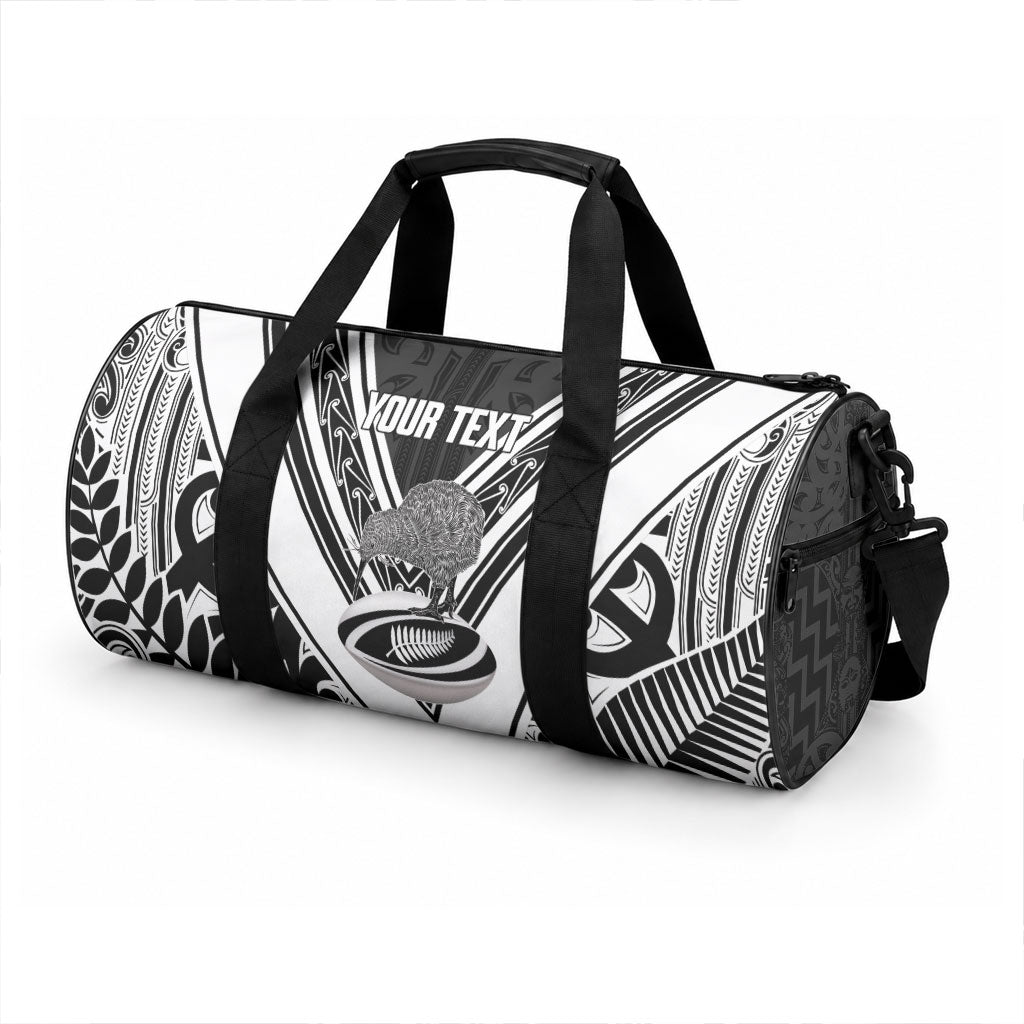 New Zealand Silver Fern Rugby Custom Duffle Bag Go Wheel Kiwi Maori Pattern