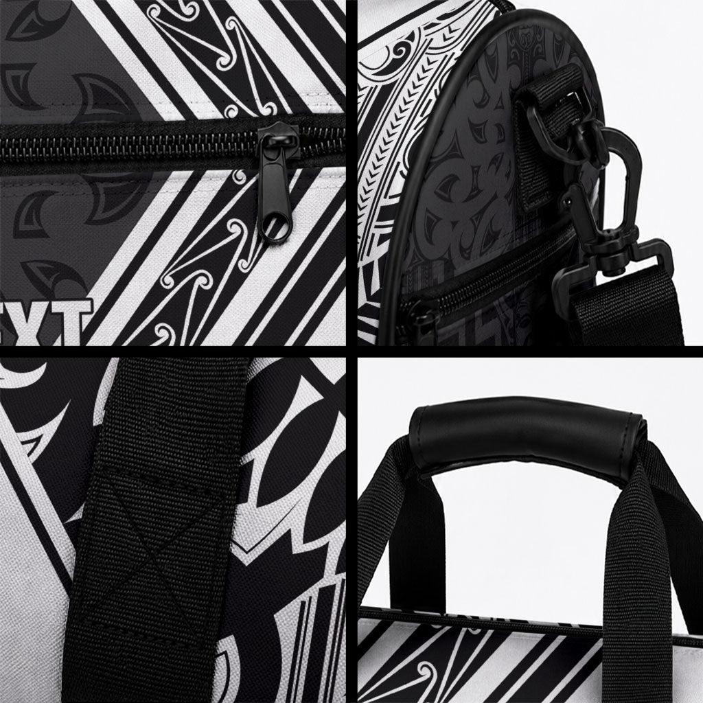 New Zealand Silver Fern Rugby Custom Duffle Bag Go Wheel Kiwi Maori Pattern