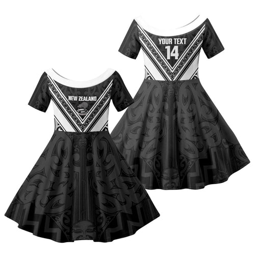 New Zealand Silver Fern Rugby Custom Family Matching Puletasi and Hawaiian Shirt Go Wheel Kiwi Maori Pattern