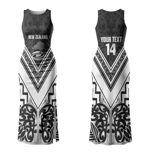 New Zealand Silver Fern Rugby Custom Family Matching Tank Maxi Dress and Hawaiian Shirt Go Wheel Kiwi Maori Pattern