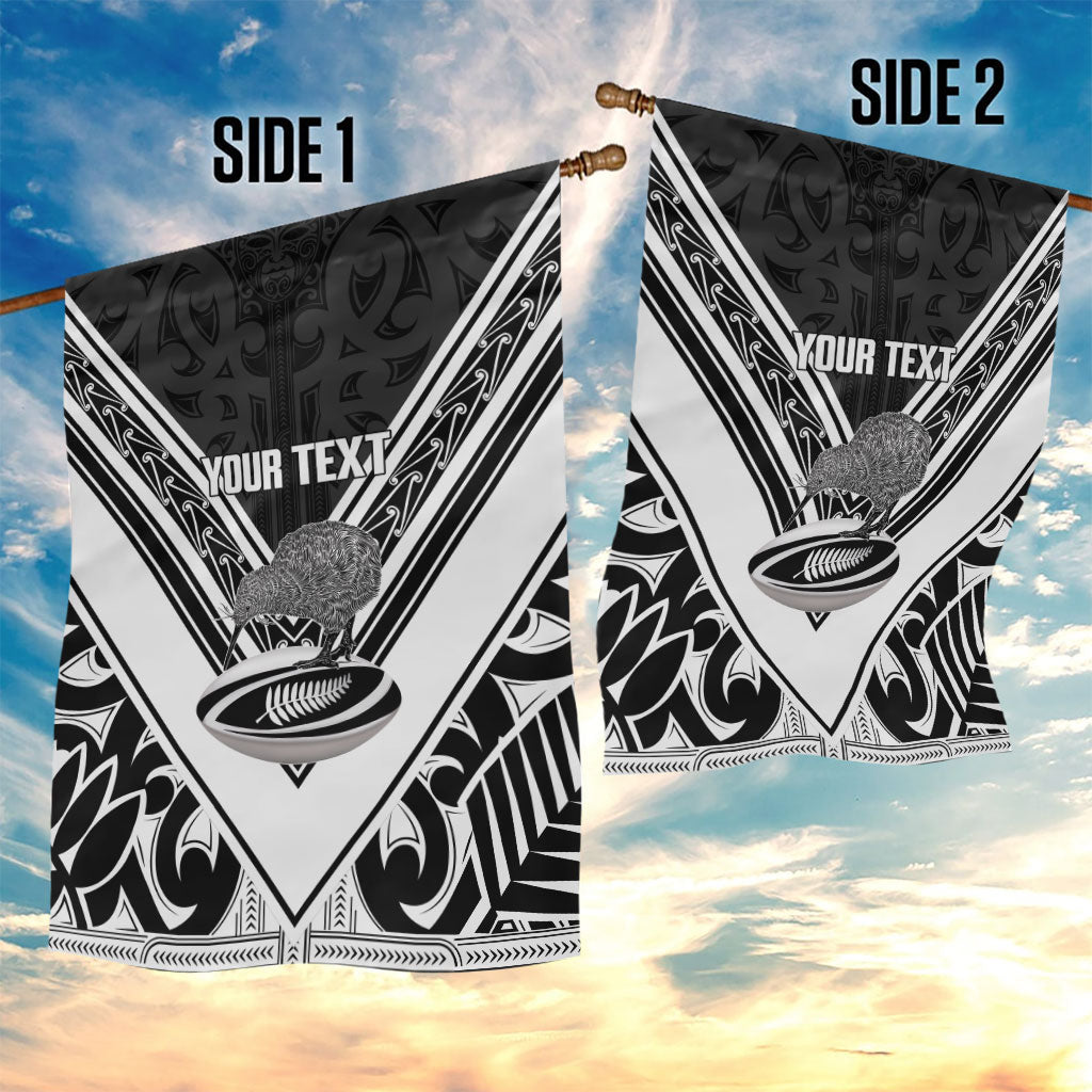 New Zealand Silver Fern Rugby Custom Garden Flag Go Wheel Kiwi Maori Pattern