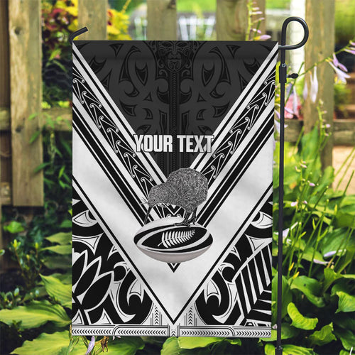New Zealand Silver Fern Rugby Custom Garden Flag Go Wheel Kiwi Maori Pattern