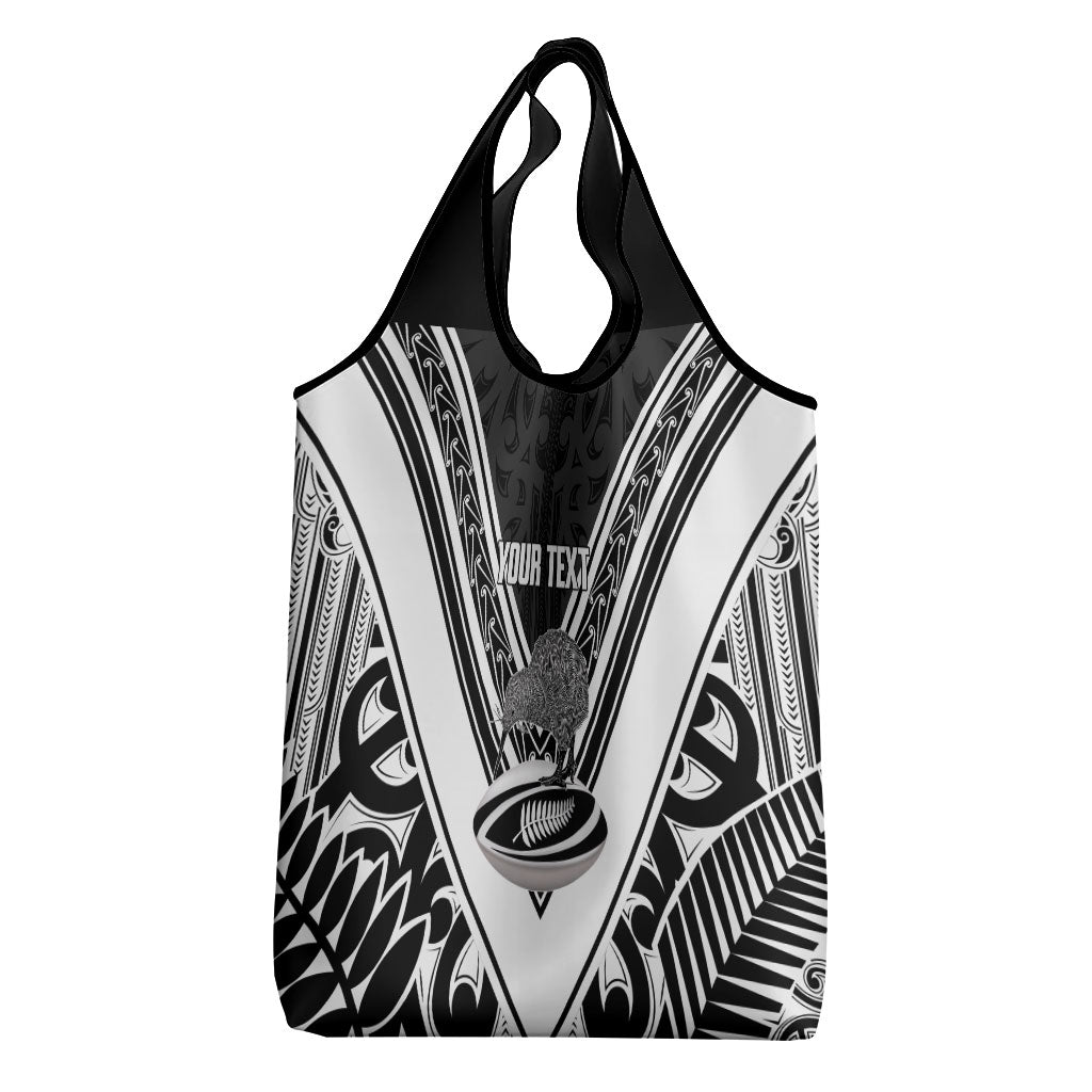 New Zealand Silver Fern Rugby Custom Grocery Bag Go Wheel Kiwi Maori Pattern