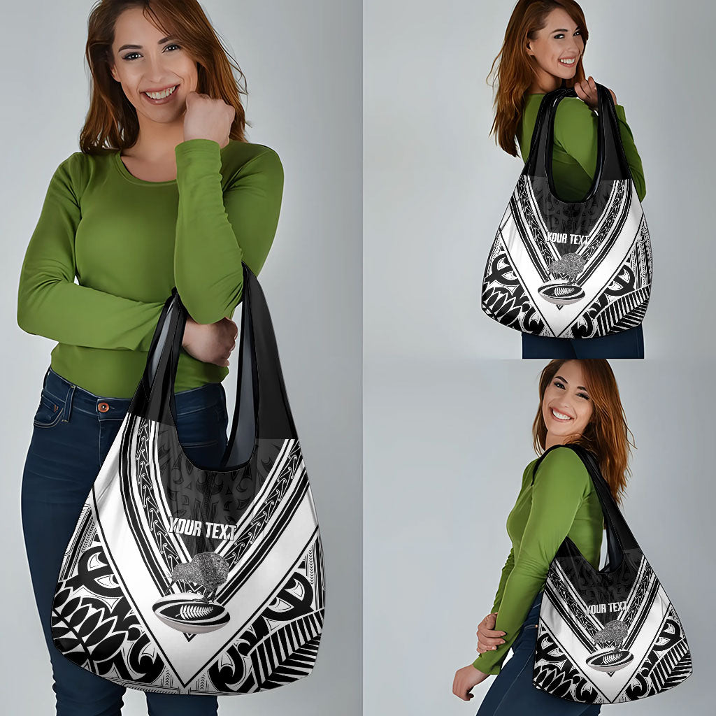New Zealand Silver Fern Rugby Custom Grocery Bag Go Wheel Kiwi Maori Pattern