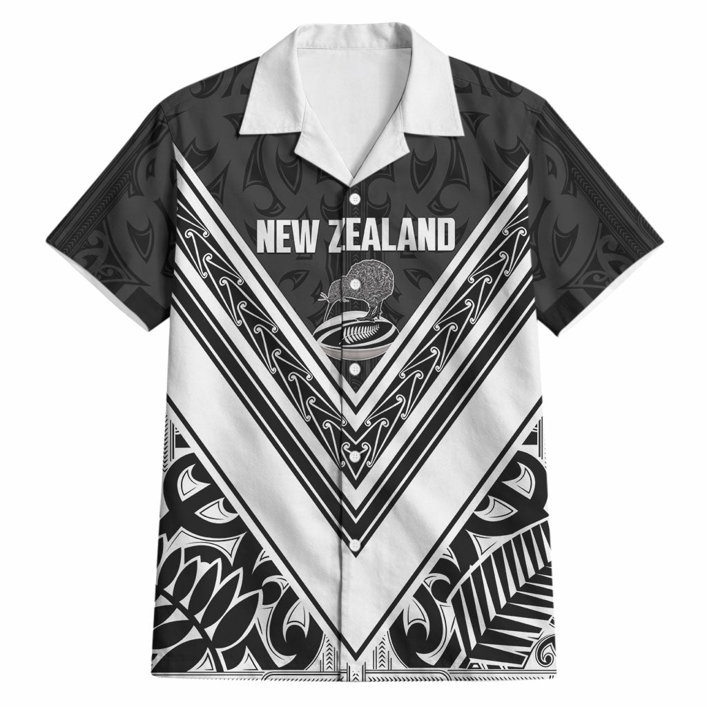 New Zealand Silver Fern Rugby Custom Hawaiian Shirt Go Wheel Kiwi Maori Pattern