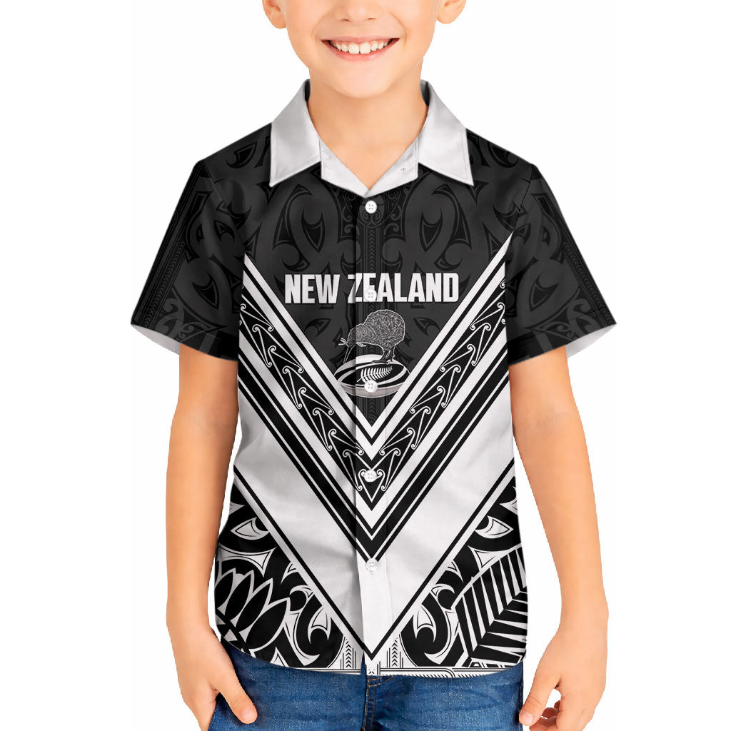 New Zealand Silver Fern Rugby Custom Hawaiian Shirt Go Wheel Kiwi Maori Pattern
