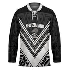 New Zealand Silver Fern Rugby Custom Hockey Jersey Go Wheel Kiwi Maori Pattern