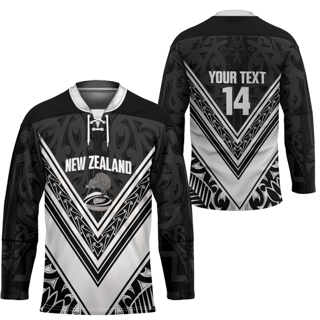 New Zealand Silver Fern Rugby Custom Hockey Jersey Go Wheel Kiwi Maori Pattern