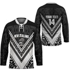 New Zealand Silver Fern Rugby Custom Hockey Jersey Go Wheel Kiwi Maori Pattern