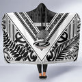 New Zealand Silver Fern Rugby Custom Hooded Blanket Go Wheel Kiwi Maori Pattern