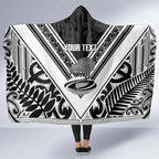 New Zealand Silver Fern Rugby Custom Hooded Blanket Go Wheel Kiwi Maori Pattern