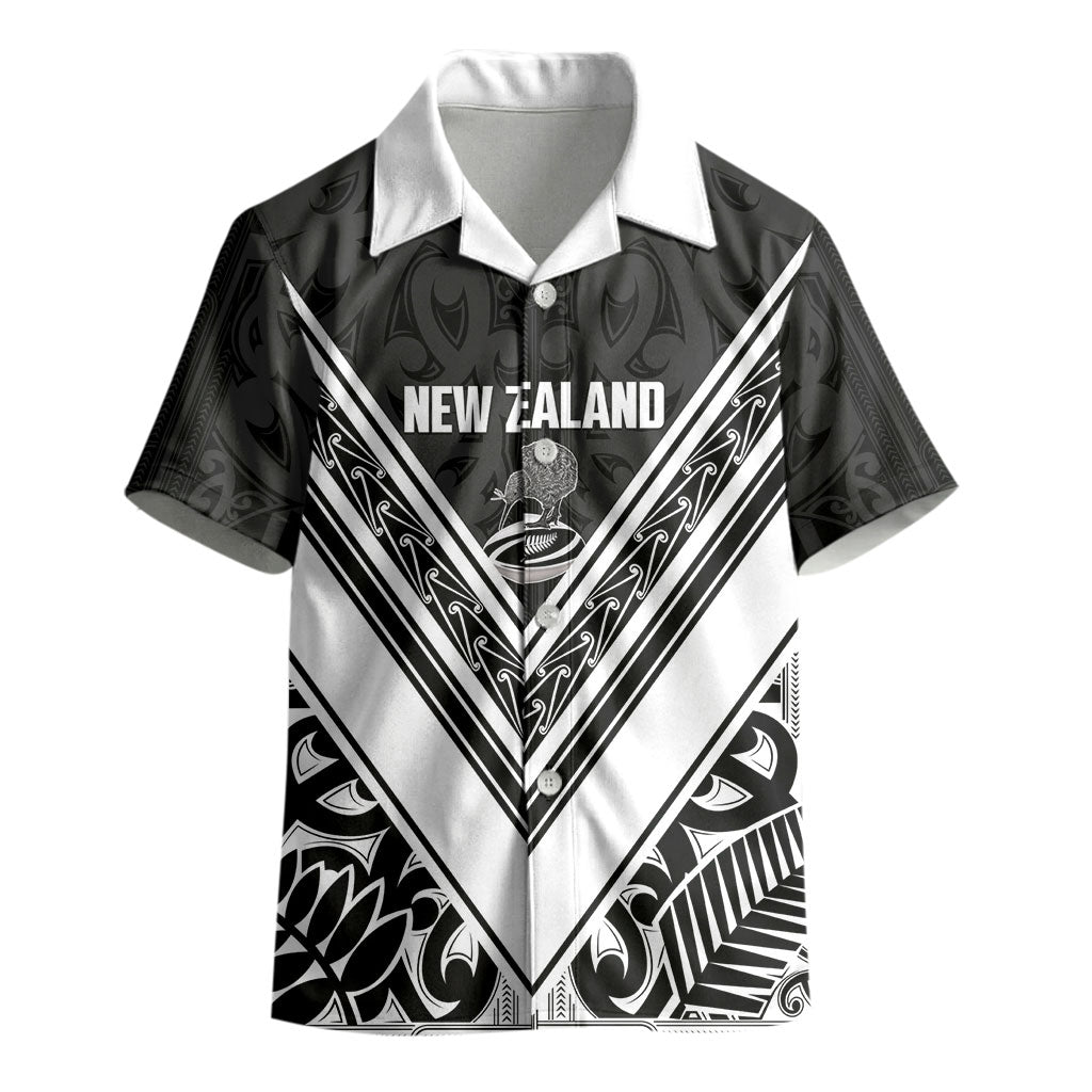 New Zealand Silver Fern Rugby Custom Kid Hawaiian Shirt Go Wheel Kiwi Maori Pattern