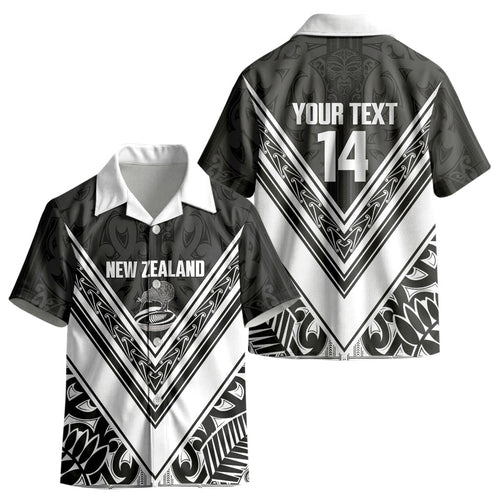 New Zealand Silver Fern Rugby Custom Kid Hawaiian Shirt Go Wheel Kiwi Maori Pattern