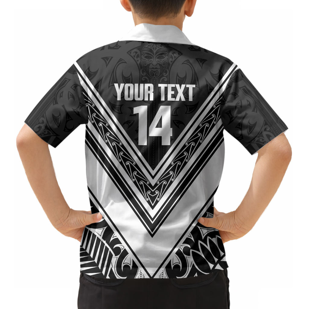 New Zealand Silver Fern Rugby Custom Kid Hawaiian Shirt Go Wheel Kiwi Maori Pattern