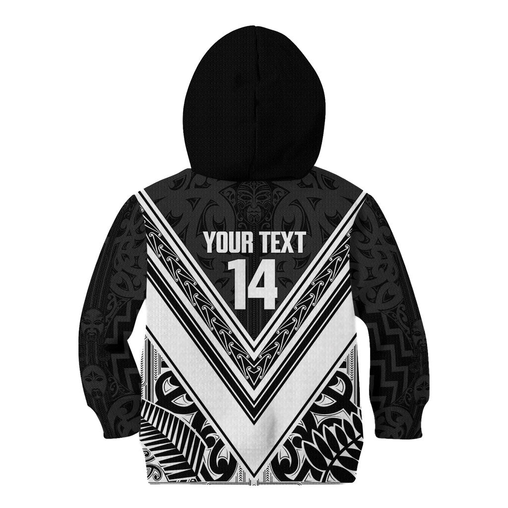 New Zealand Silver Fern Rugby Custom Kid Hoodie Go Wheel Kiwi Maori Pattern