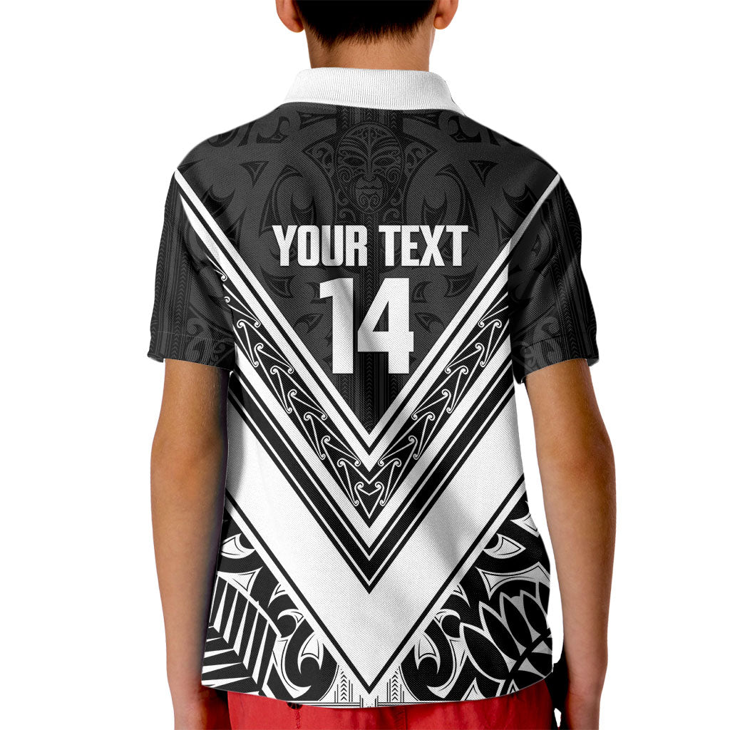 New Zealand Silver Fern Rugby Custom Kid Polo Shirt Go Wheel Kiwi Maori Pattern