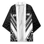 New Zealand Silver Fern Rugby Custom Kimono Go Wheel Kiwi Maori Pattern