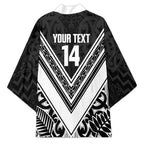 New Zealand Silver Fern Rugby Custom Kimono Go Wheel Kiwi Maori Pattern