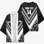 New Zealand Silver Fern Rugby Custom Kimono Go Wheel Kiwi Maori Pattern