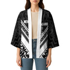 New Zealand Silver Fern Rugby Custom Kimono Go Wheel Kiwi Maori Pattern