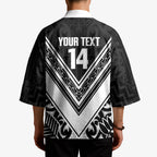 New Zealand Silver Fern Rugby Custom Kimono Go Wheel Kiwi Maori Pattern