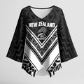 New Zealand Silver Fern Rugby Custom Kimono Sleeve Blouse Go Wheel Kiwi Maori Pattern
