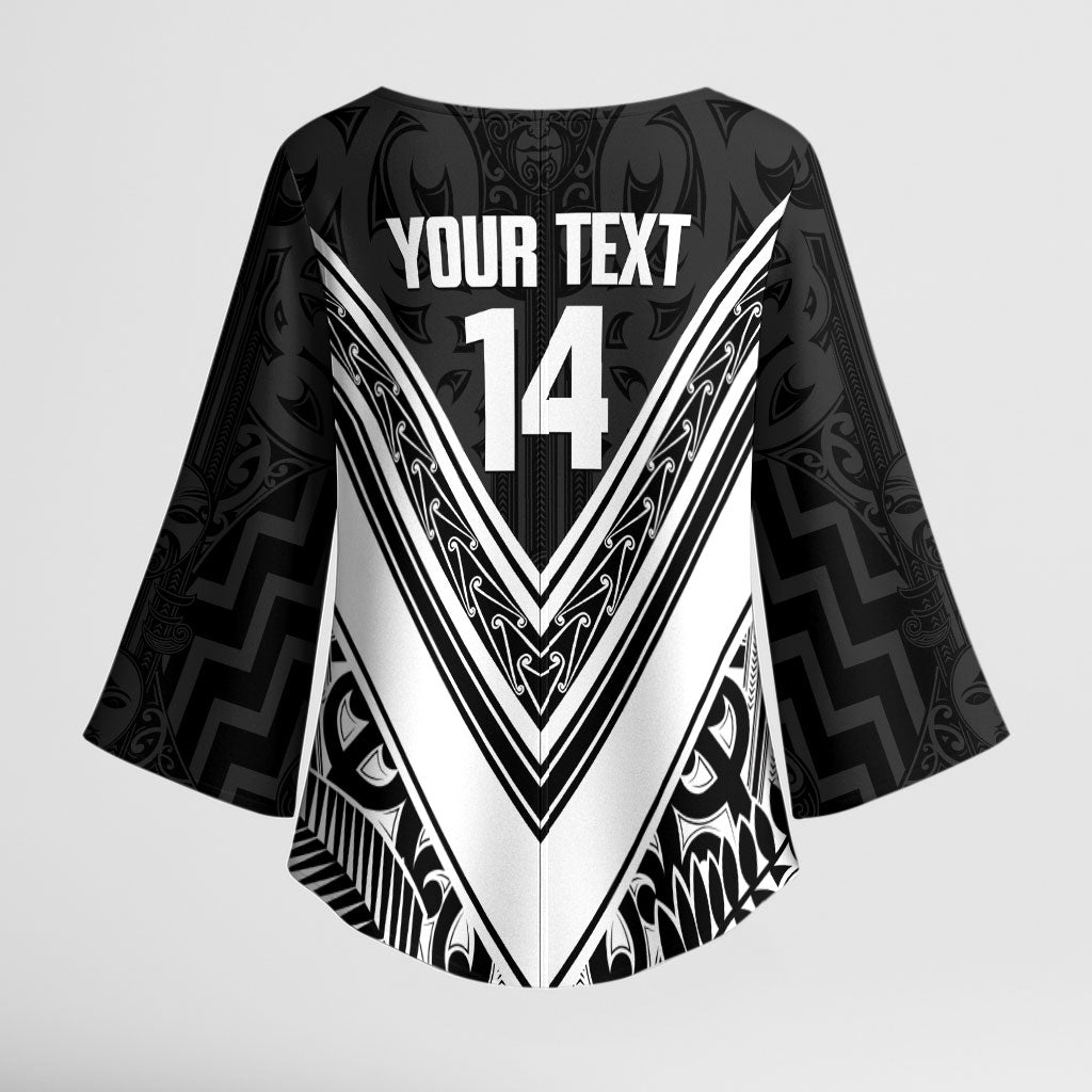 New Zealand Silver Fern Rugby Custom Kimono Sleeve Blouse Go Wheel Kiwi Maori Pattern