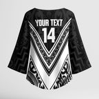 New Zealand Silver Fern Rugby Custom Kimono Sleeve Blouse Go Wheel Kiwi Maori Pattern