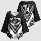 New Zealand Silver Fern Rugby Custom Kimono Sleeve Blouse Go Wheel Kiwi Maori Pattern