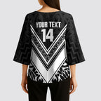 New Zealand Silver Fern Rugby Custom Kimono Sleeve Blouse Go Wheel Kiwi Maori Pattern