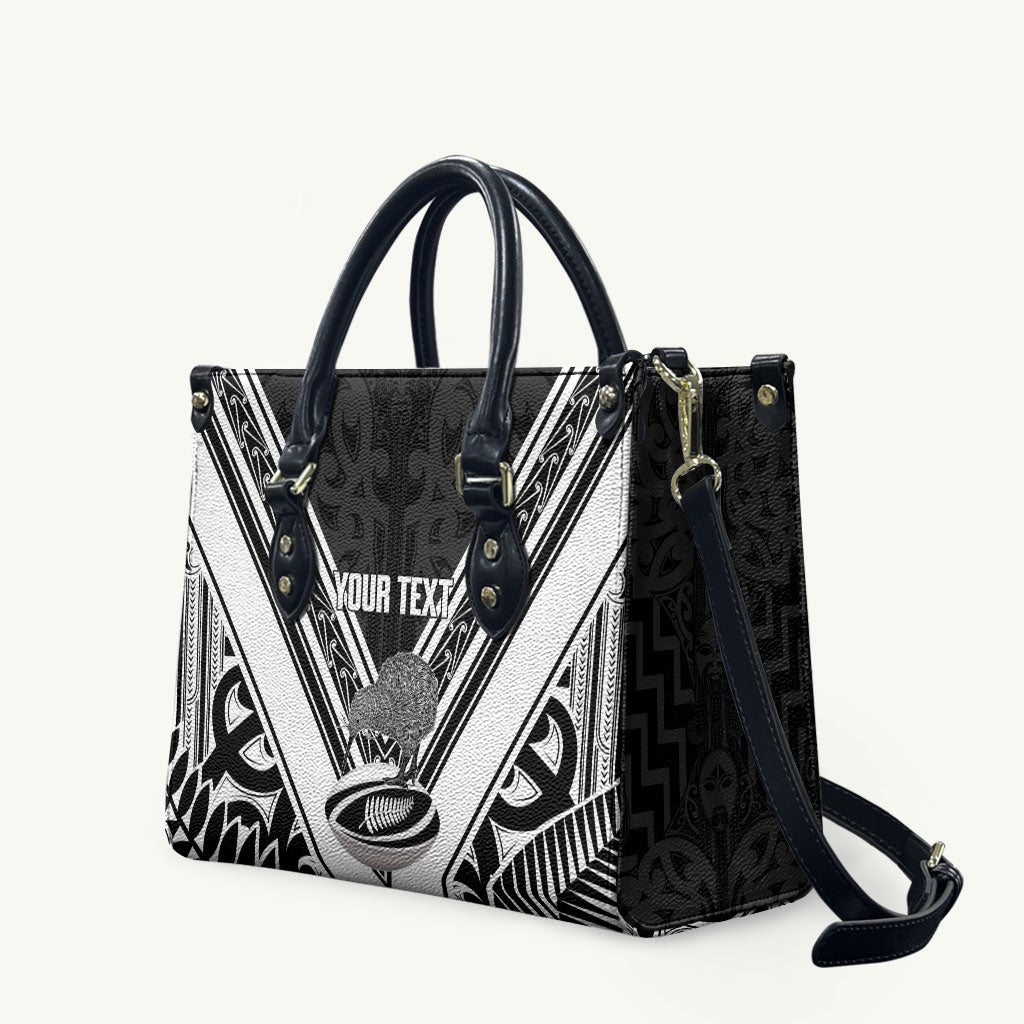 New Zealand Silver Fern Rugby Custom Leather Bag Go Wheel Kiwi Maori Pattern