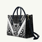 New Zealand Silver Fern Rugby Custom Leather Bag Go Wheel Kiwi Maori Pattern