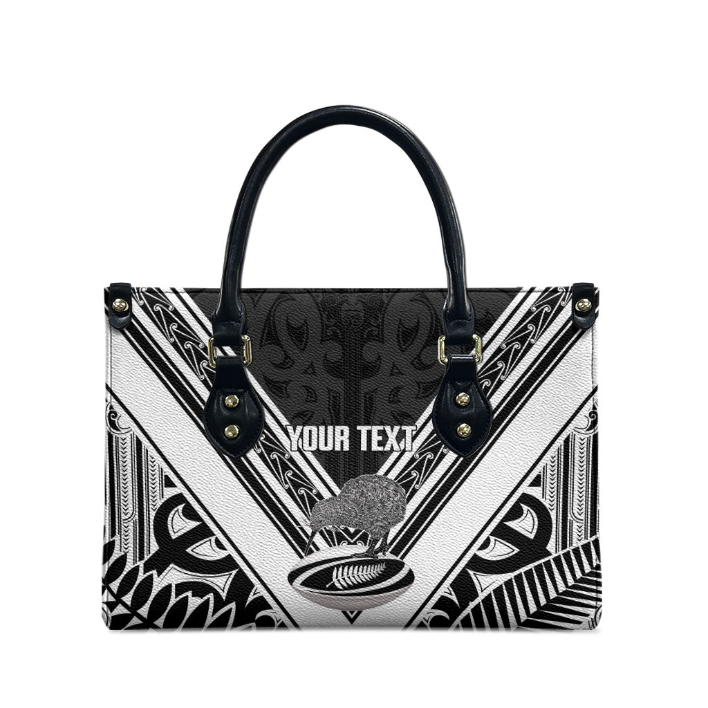 New Zealand Silver Fern Rugby Custom Leather Bag Go Wheel Kiwi Maori Pattern