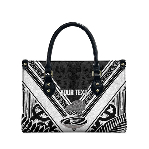 New Zealand Silver Fern Rugby Custom Leather Bag Go Wheel Kiwi Maori Pattern