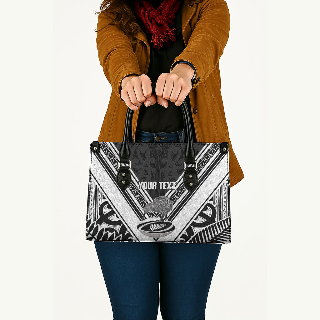 New Zealand Silver Fern Rugby Custom Leather Bag Go Wheel Kiwi Maori Pattern