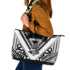 New Zealand Silver Fern Rugby Custom Leather Tote Bag Go Wheel Kiwi Maori Pattern