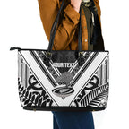 New Zealand Silver Fern Rugby Custom Leather Tote Bag Go Wheel Kiwi Maori Pattern