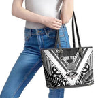 New Zealand Silver Fern Rugby Custom Leather Tote Bag Go Wheel Kiwi Maori Pattern