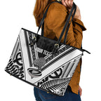New Zealand Silver Fern Rugby Custom Leather Tote Bag Go Wheel Kiwi Maori Pattern