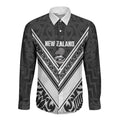 New Zealand Silver Fern Rugby Custom Long Sleeve Button Shirt Go Wheel Kiwi Maori Pattern