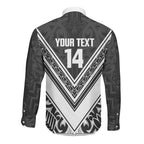 New Zealand Silver Fern Rugby Custom Long Sleeve Button Shirt Go Wheel Kiwi Maori Pattern